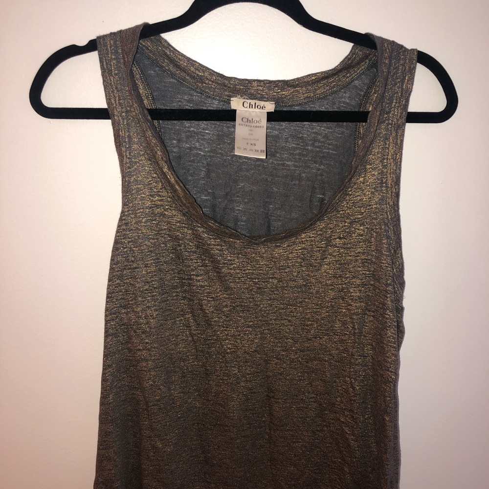 Chloè metallic gold tank top 👑